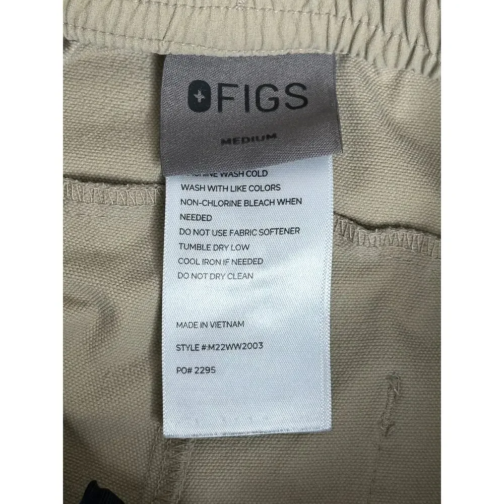 FIGS FIGSPRO Pants Mens M Tan Tailored Trouser Scrub Chino Stretch Slim Snap Zip